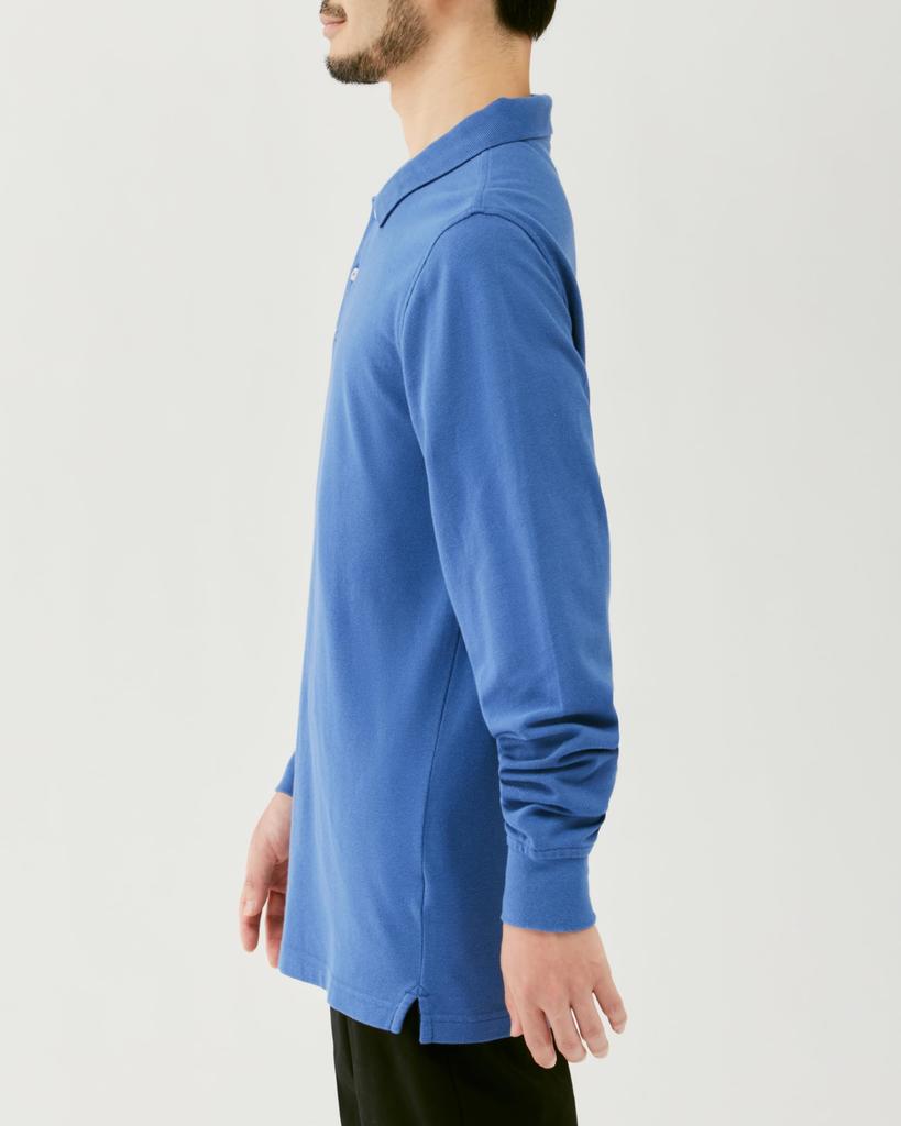 Amazon Essentials Men's Cotton Piqué Slim Fit Long Sleeve Polo Shirt, Blue, Size M