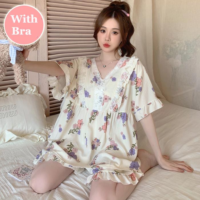 

Пижама больших размеров для женщин с цветочным принтом, комплект одежды для сна с короткими рукавами и шортами, домашняя одежда с оборками, приятная для кожи, дышащая 6XL