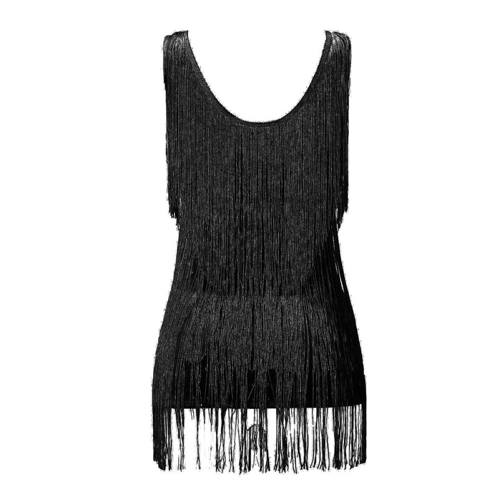 Sexy V-Neck Backless Bodycon Dress for Women 2024 Summer Fringe Tassel Club Party Prom Mini Dress Elegant Flapper Dress Vestidos