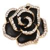 Flower Brooch Pin Rhinestone Elegant Shiny Stylish Alloy Vintage Flower Brooch Black for Party