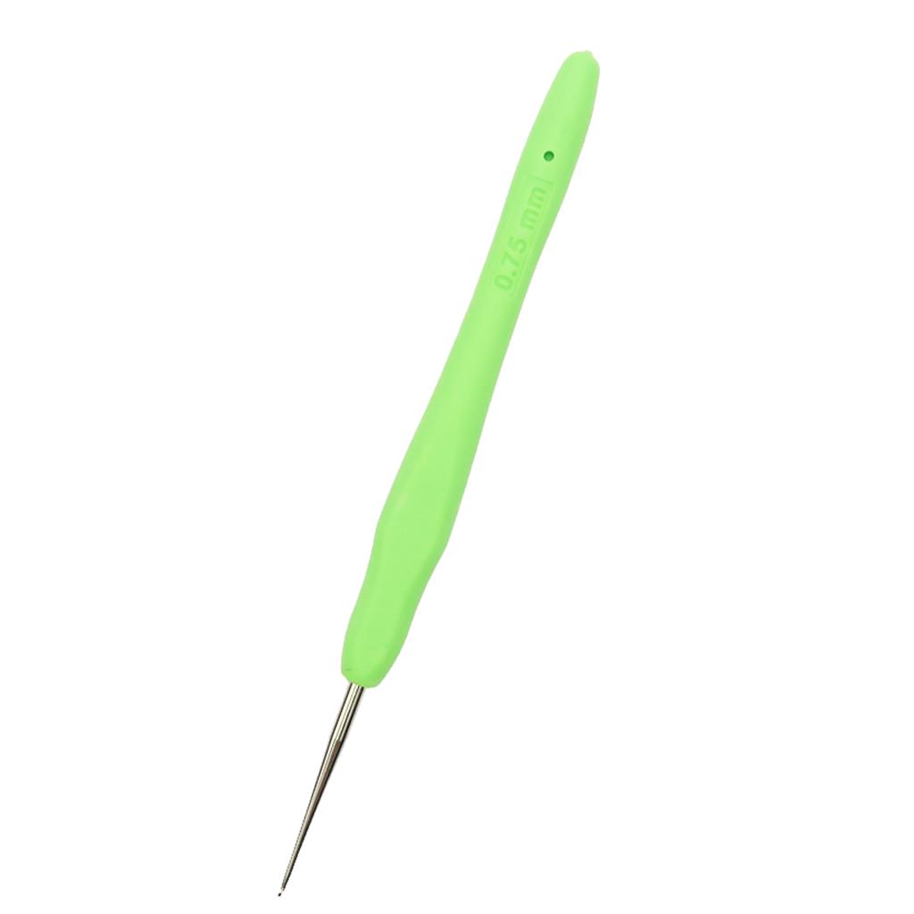 2pcs Soft Grip Handle Iron Metal Crochet Hook for Sewing Crafts 0.5mm 0.75mm