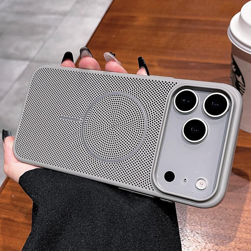 Applicable to Apple 17ProMax mobile phone case, breathable heat dissipation, thin ring magnetic suction iPhone17 ultra-thin anti-drop protective case