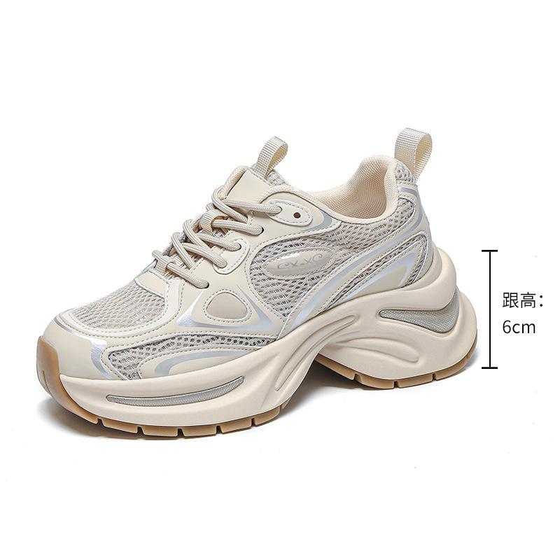 Xiaohongshu Popular Dad Shoes Women's Spring and Summer Thick-soled Versatile Mesh Breathable Heightening Lightweight Women's Sports Running Shoes