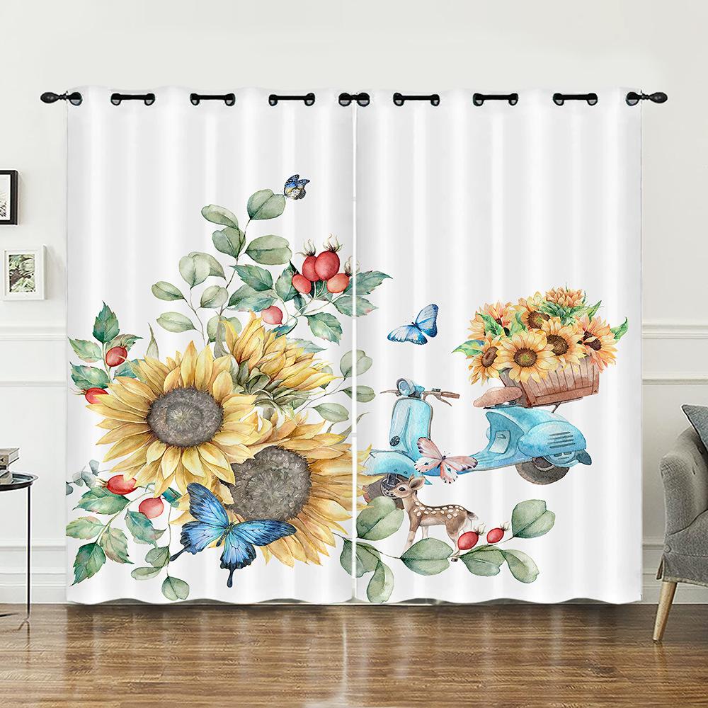 

Шторы Животные Подсолнухи Растения Крупный рогатый скот Собаки Лошадь Шторы Цифровая печать Светонепроницаемые шторы Без пробивки 97cm*114cm*2