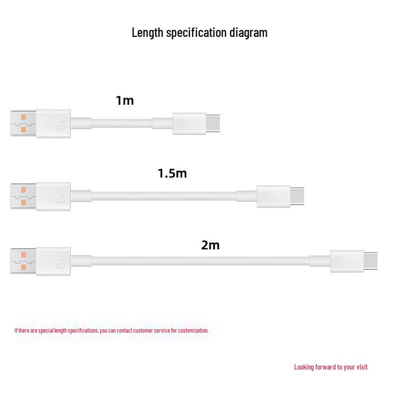 66W Super Fast Type-C Charging Cable for Xiaomi, LeEco, Huawei - 6A High-Speed Charge