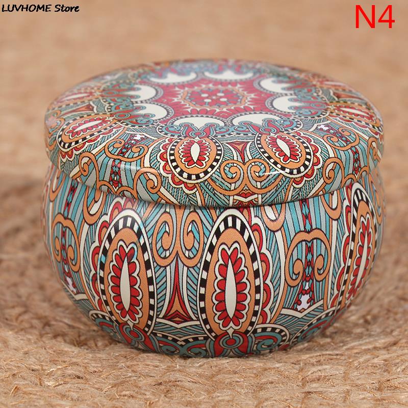 Retro Luxury Candle Jars Holder Storage Case Empty Tin Box Round Container with Lid Small Diy Candle Making Wedding Sweet Gifts