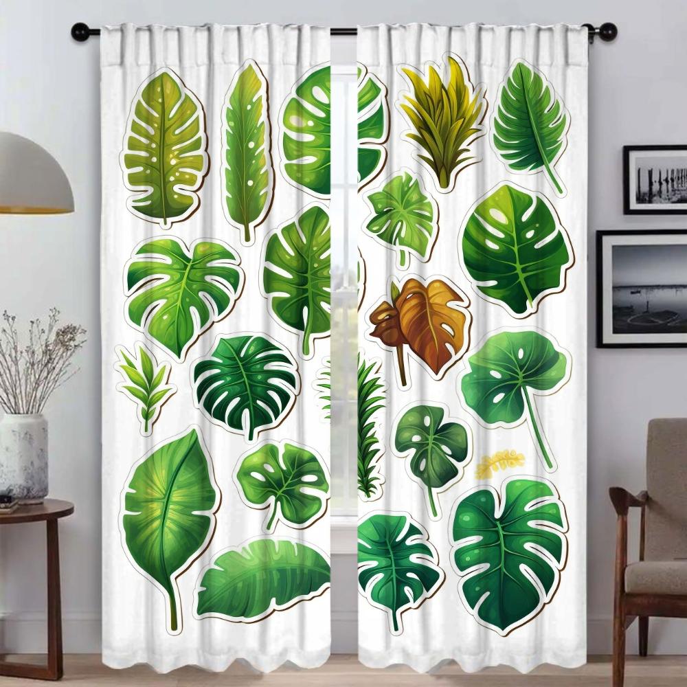 Green Plant Turtle Back Bamboo Window Curtain for Room 2 Panel Curtains for Bedroom Halloween Decoration Partition Shades Living