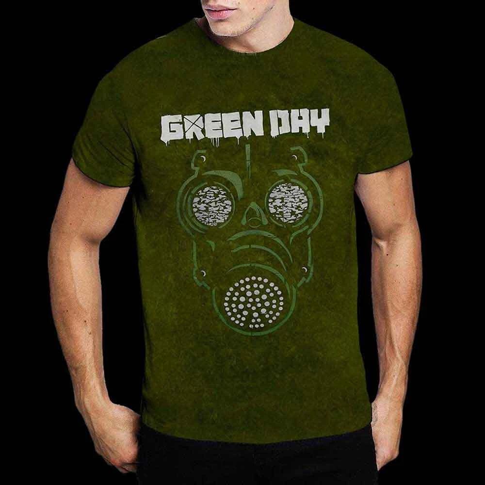 Green Day  Gas Mask  Green Dye Wash T shirt - NEW XL