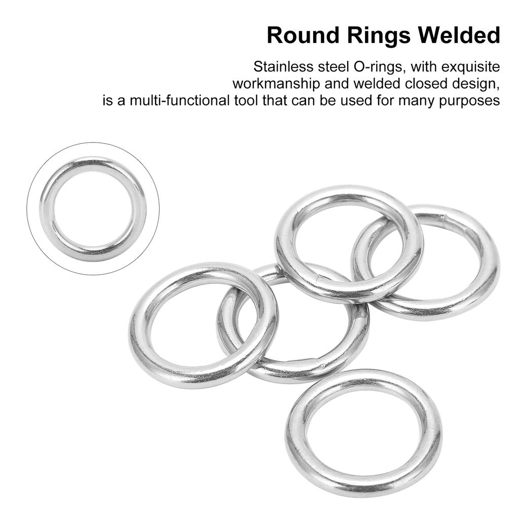 5pcs Round Rings Welded Stainless Steel Sturdy Hoop for Navigation Boats Outdoor