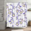 Floral Print Shower Curtain Modern Decorative Bath Mat Liner for Home Decoration Purple Yellow Flowers Design in White Backgro