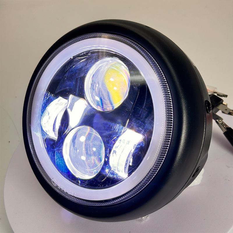 Motorcycle LED Headlight: 4-Bead Full Circle, High Brightness, Waterproof, Improved Heat Dissipation.