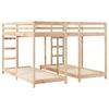 Triple Deck Bunk Bed Frame Natural Finish 80 200 x 200 cm