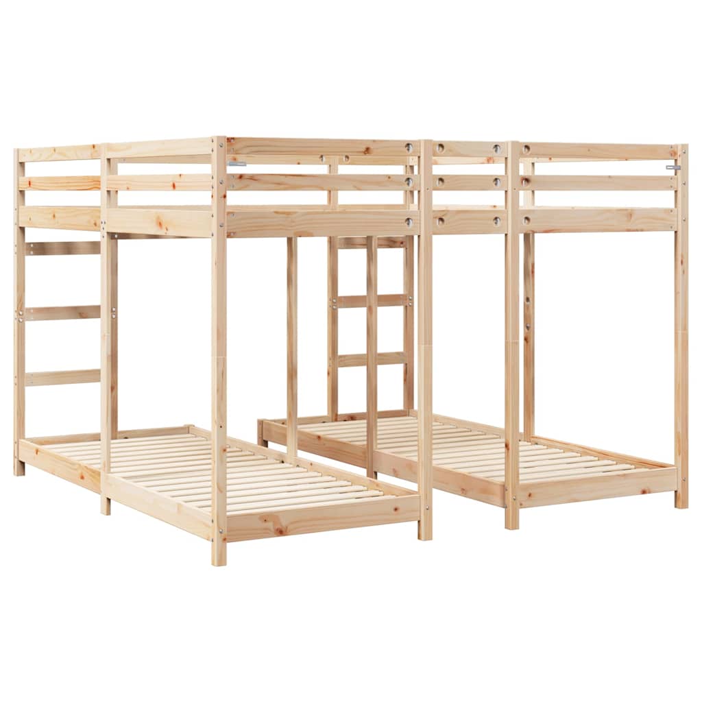 Triple Deck Bunk Bed Frame Natural Finish 80 200 x 200 cm