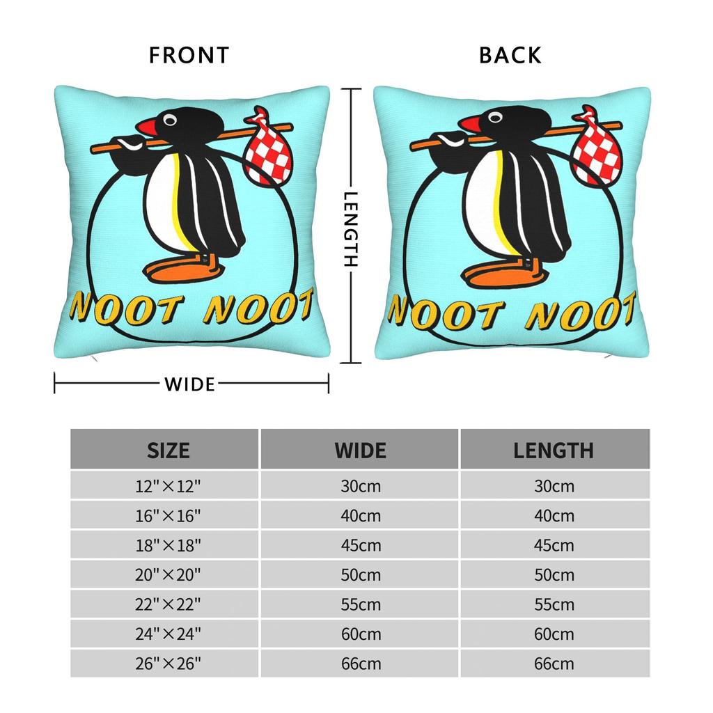Noot Noot Poszewki na kwadratową poduszkę Pingu Pinga Pokrowiec na poduszkę z pingwinem Dekoracyjna poszewka na poduszkę do domu 18"x18"