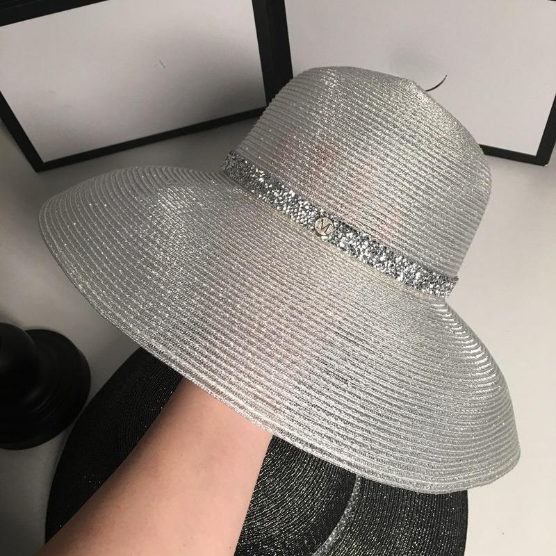 New Panama Sun Hat Silver Silk Ultra-thin Breathable Summer Ladies Bucket Hat Sun Cap Shallow Fedora Hat Men and Women Gift