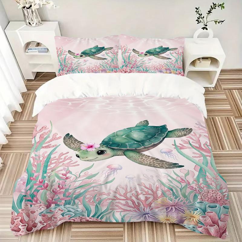 Underwater Turtle Paradise Print 3Pcs Bedding Setduvet Cover With 2 Bedropillowcase Home Birthday Gift