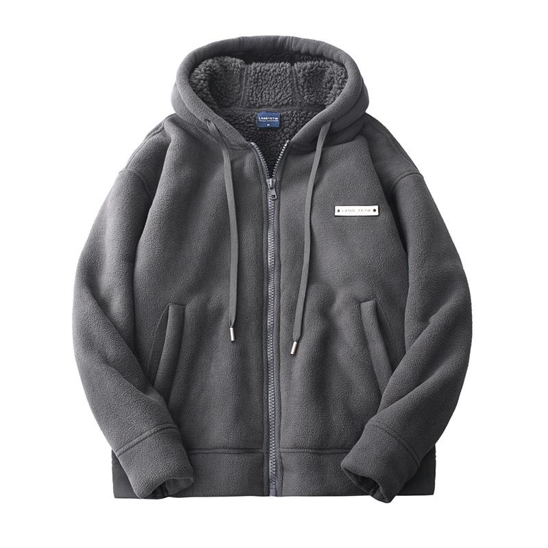 Autumn Winter Fashion Fleece Thickened Warm Hooded Coat Men's Casual Jacket