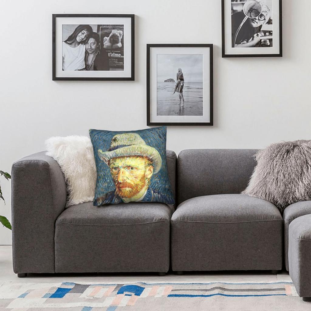 Self-portrait of Vincent Van Gogh Pillowcase Polyester Cushion Cover Gift Throw Pillow Case Cover Chair Dropshipping 45*45cm
