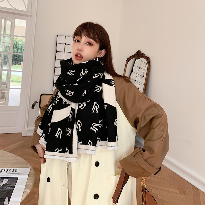 Autumn and winter new imitation cashmere letter jacquard scarf women's fashion temperament warm thick scarf