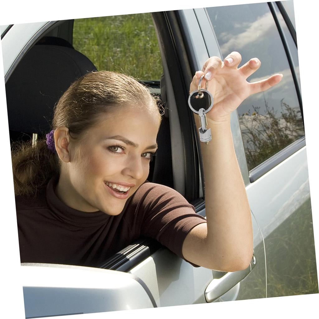 ULTECHNOVO Metall Stempel Nøkkelring, Motorstempel Nøkkelring, Auto Stempel Nøkkelring, Stempel Nøkkelbrikke, Sølv, Sølv