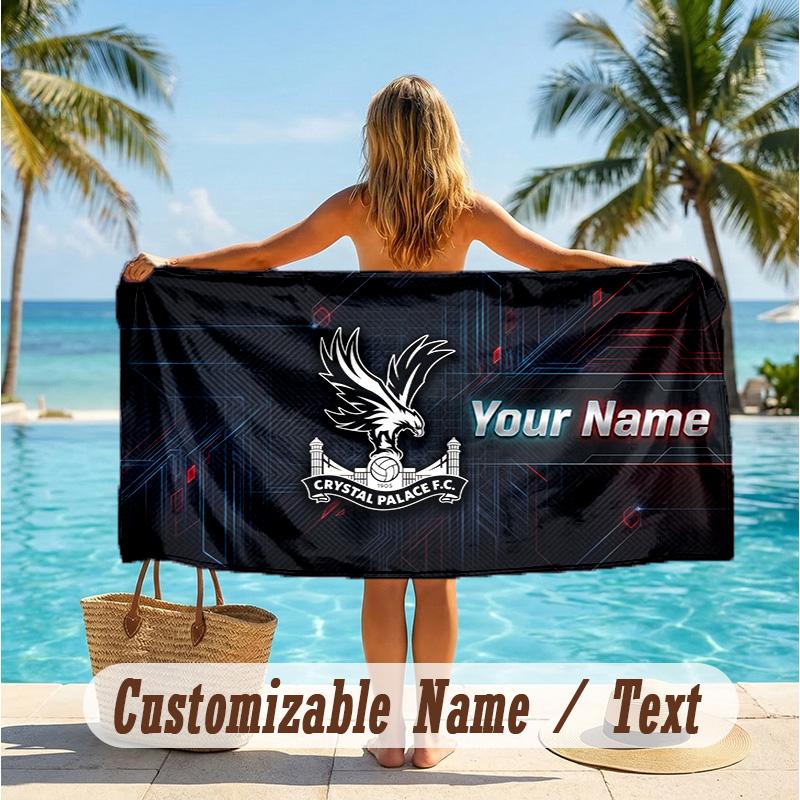 Custom Text Beach Towel, Soft Absorbent Swimming Multi-use TowelCrystal Palace