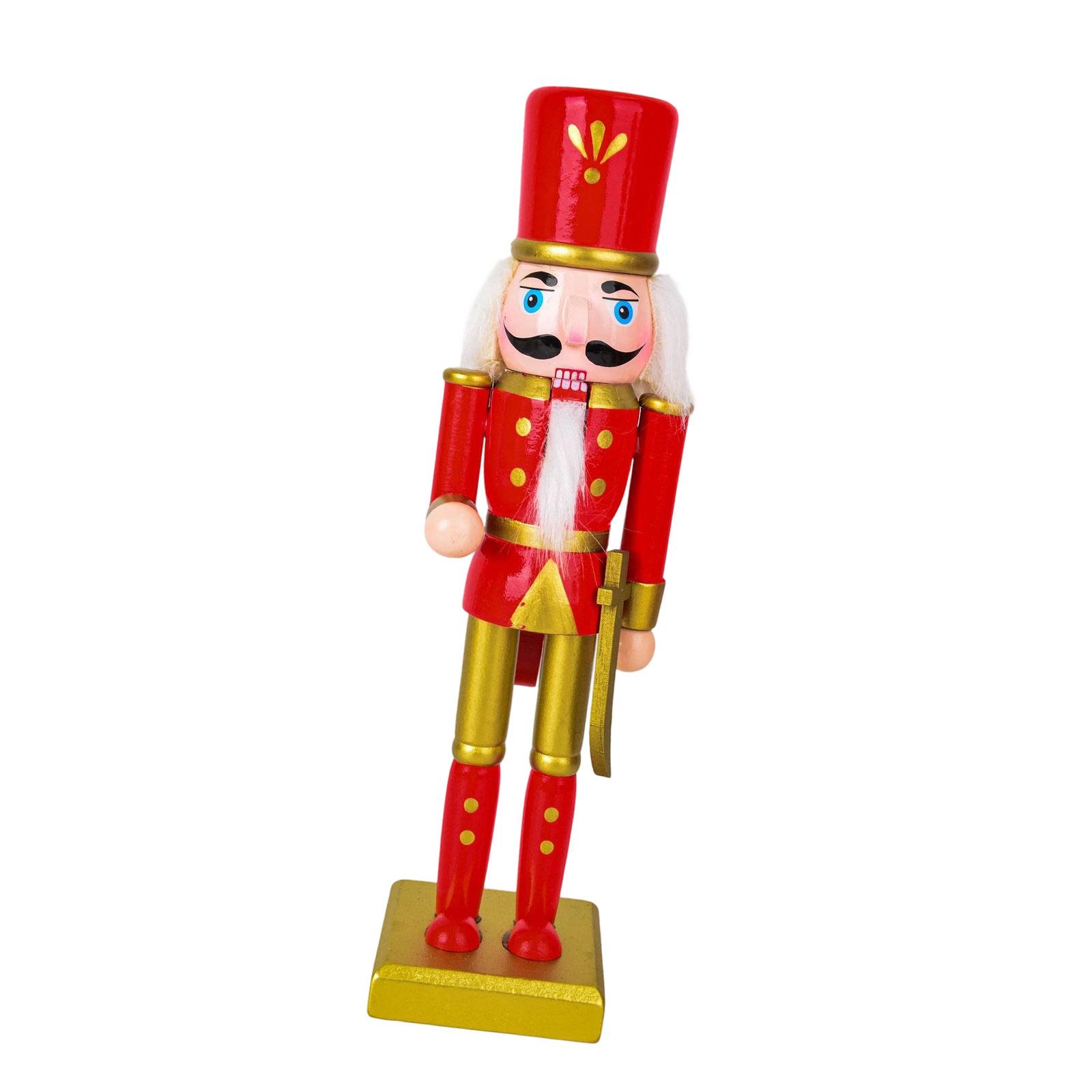 Christmas Nutcracker Figurine Tabletop Ornament Christmas Decor Arts Crafts Wooden Nutcracker Doll for Desk Festival Entrance