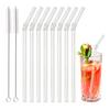 8mm High Borosilicate Glass Straw 10Pcs Reusable Eco Friendly Drinking Straws Set Bubble Tea Smoothies Bar Accessories