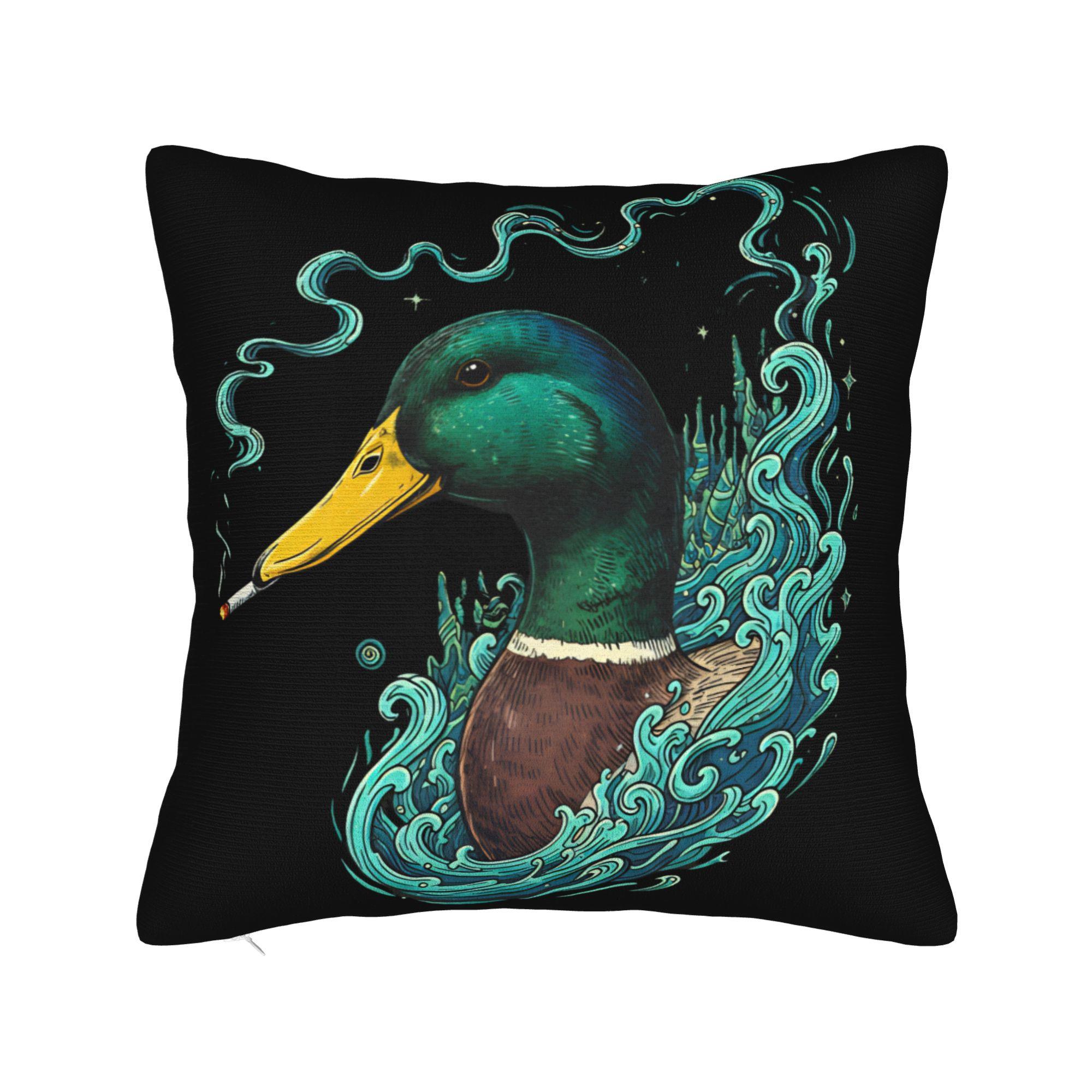Mallard Smoking Cigarette Meme Funny Mallard Duck Pillowcases  Fashion Pillow Case For Office Car Home Decor Soft Pillow Cover 30x30cm 12x12in