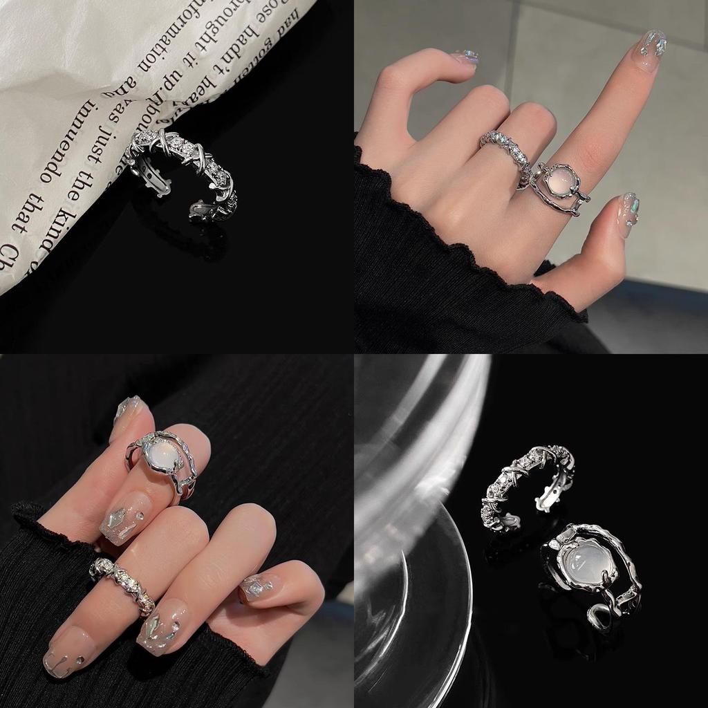 Striking Moonstone Copper Ring For Women In Trendy Geometric Shape Ideal For Occasions Fashionable