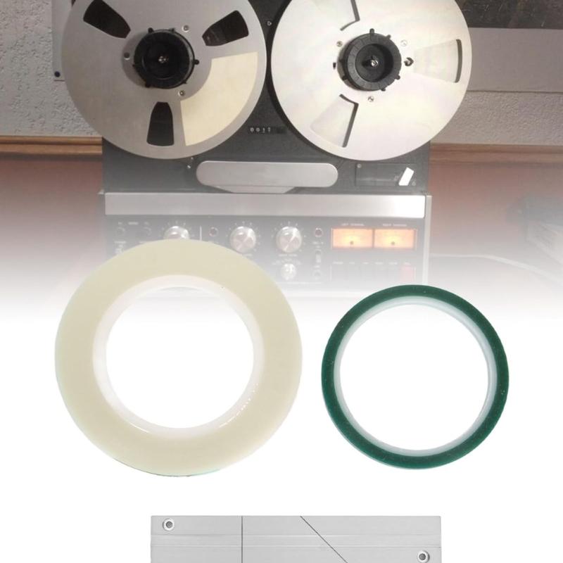 1/4 10inch Tape Splicing Set with Splicing Tape and Leader Tape Reel To Reel Professional Tape Splicing Block Accessory