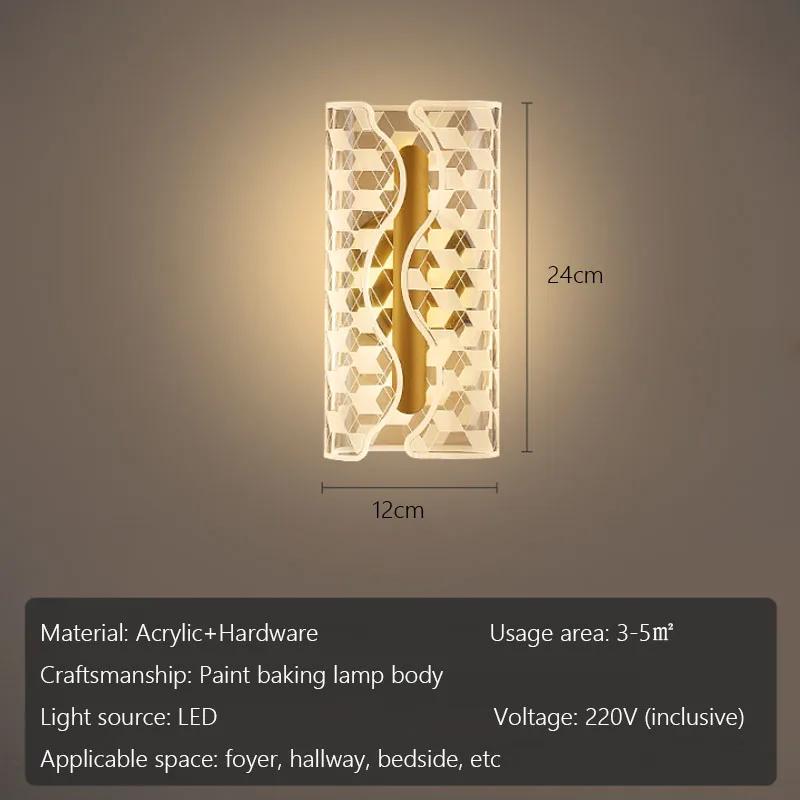 Lampă de perete din cristal acrilic Coridor de hotel Lumină Dormitor Noptier Lanternă decorativă Scară minimalistă Torță de tavan Hoom Decor