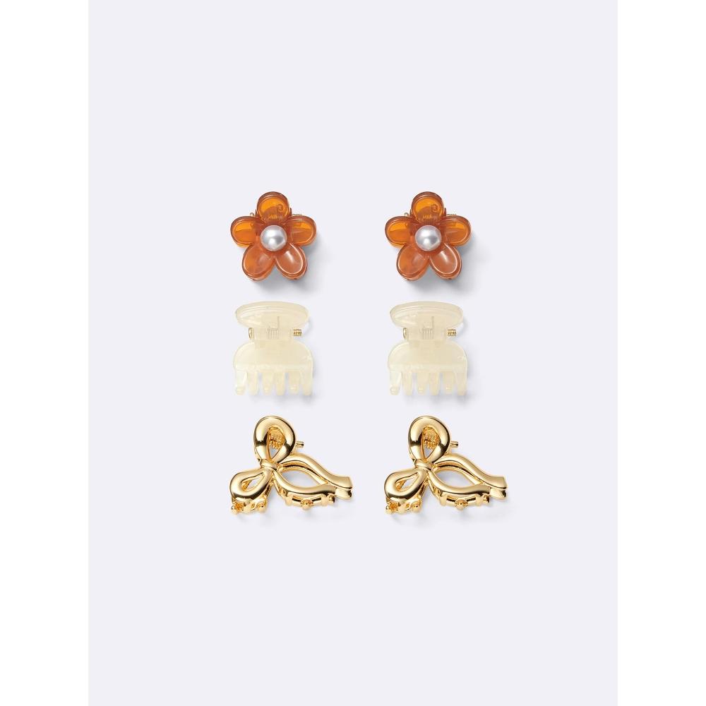 Gu By Uniqlo Flower Ribbon Mini Hair Clip 6p