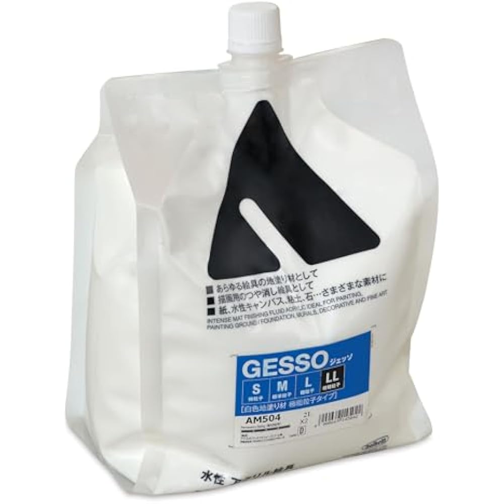 Holbein Acrylic Medium AM504 2000ml Gesso LL〈White Ground Coating Material Extra Coarse Particle ...