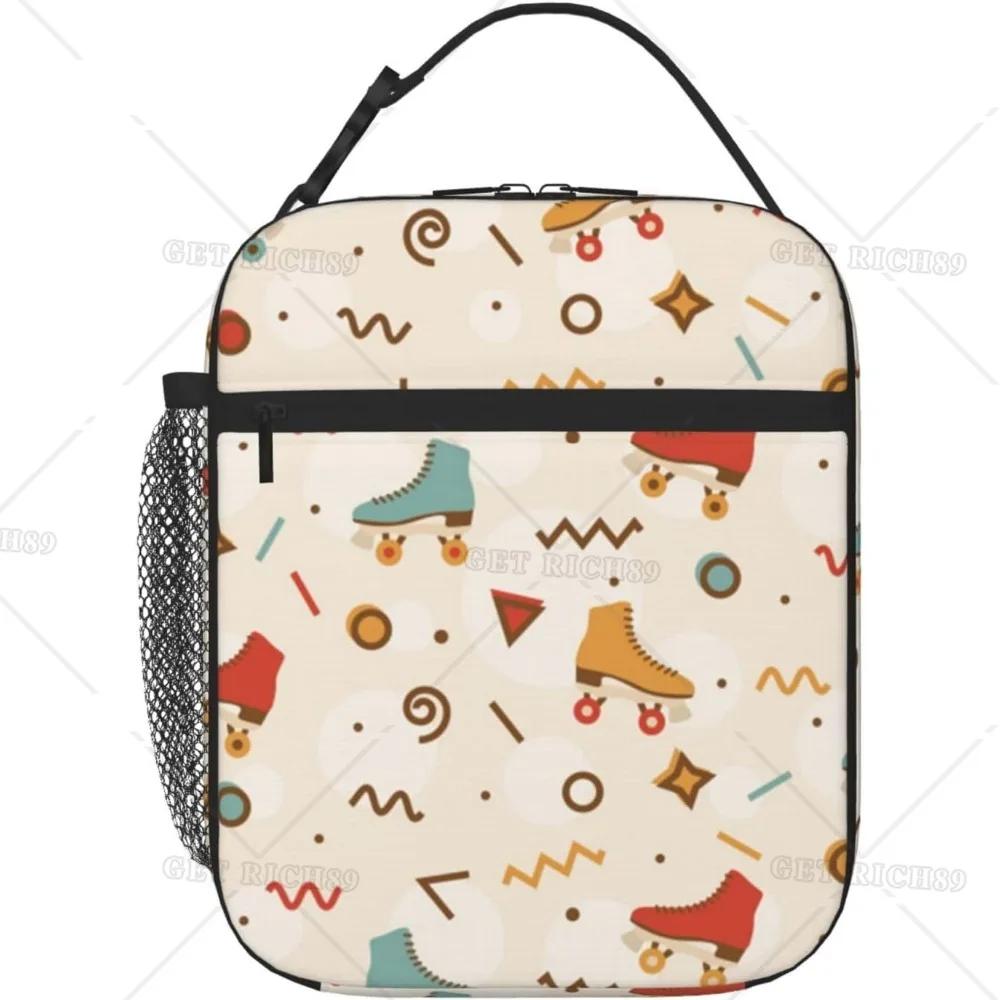 Skates Game Theme Insulated Lunch Bag for Women Men Diamond Mobile Phone Reusable Lunch Box Cooler Bag for Office Picnic