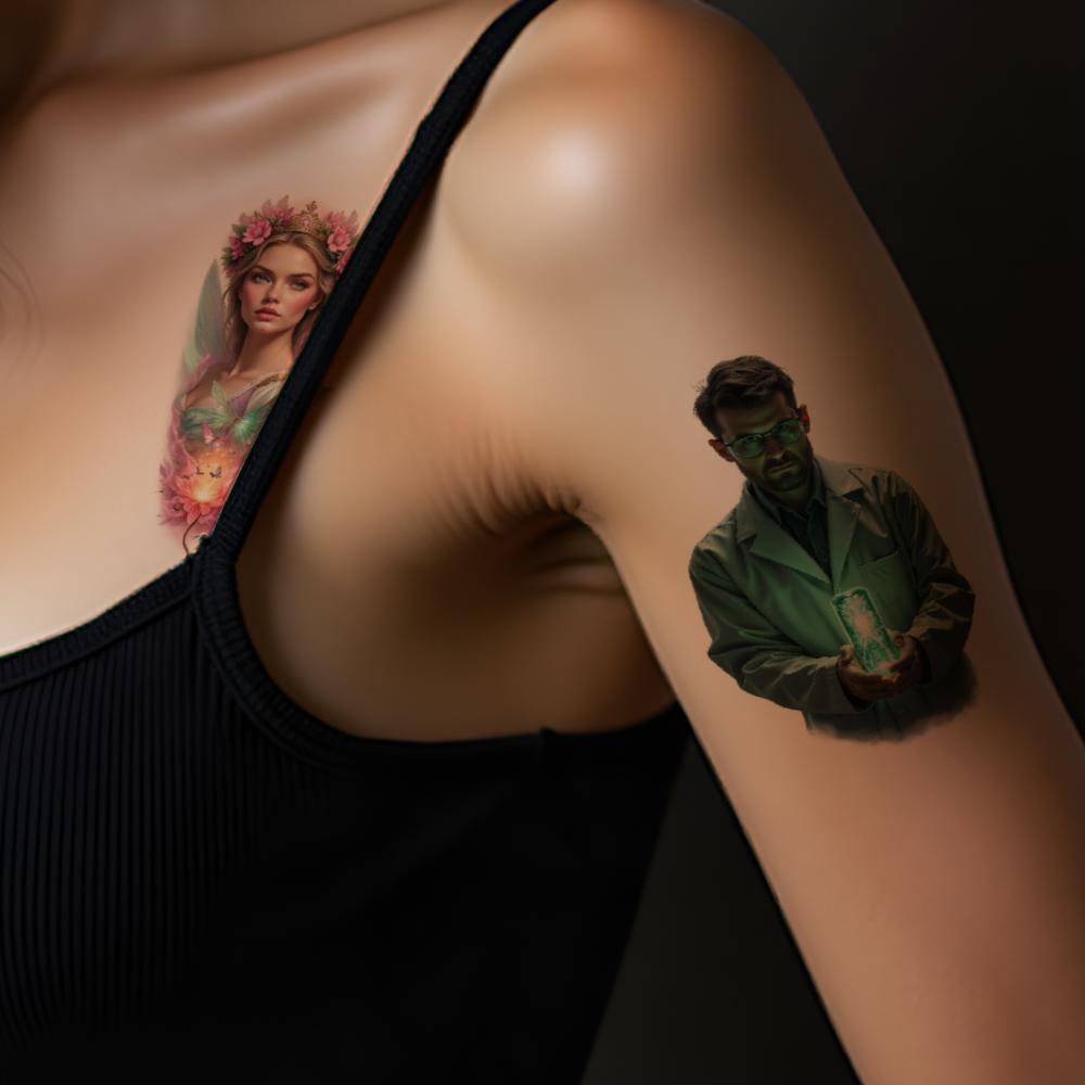 9pcs Temporary Tattoo Realistic Temporary Tattoos Zombie Woman Demon Fantasy For Thighs Back Adult