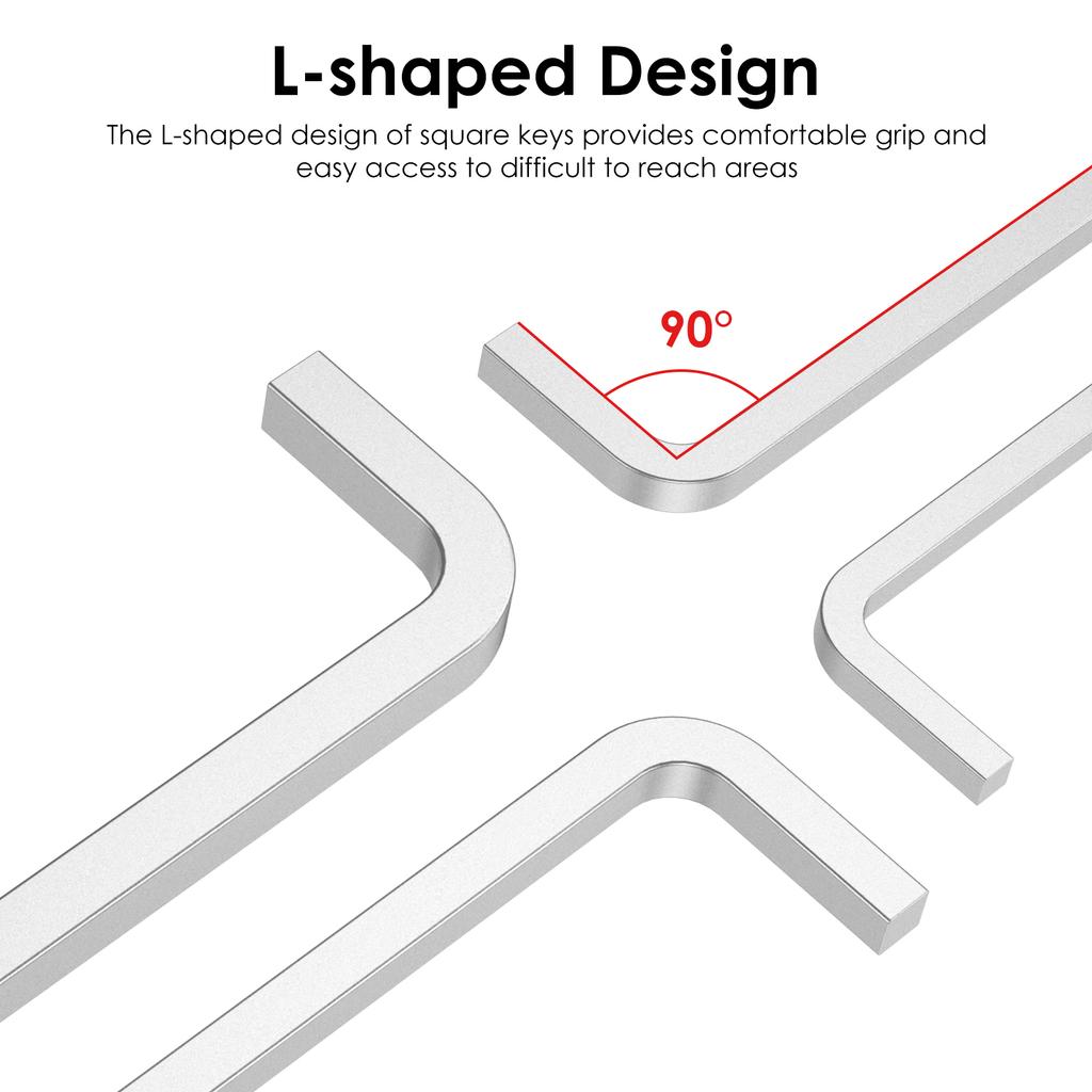 7-teiliges L-Form Vierkantkopf Schraubenschlüssel-Set 3/4/5/6/7/8/10 mm Chrom-Vanadium-Stahl Vierkant Schlüssel 4-Punkt Schraubenschlüssel Schraubendreher-Set Handwerkzeuge