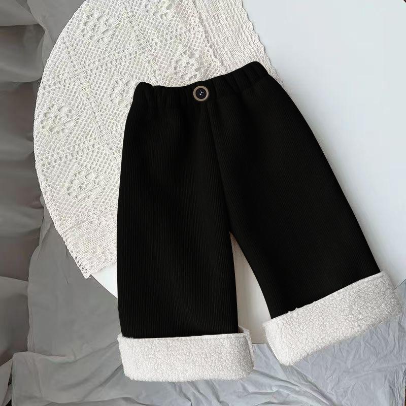 

Зимняя детская одежда 1-8 лет Детские вельветовые брюки широкие от бедра на флисовой подкладке Однотонные теплые брюки 130