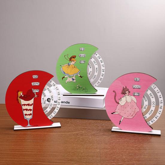 Wooden Perpetual Calendar with Rotating Blocks Desktop Office Decor Desk Organizer Cute Motivational Gift for Students Creative Home Office Accessory