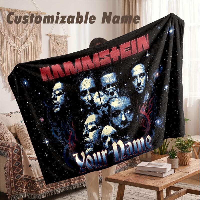 Custom Name Flannel Blanket,Rammstein Lightweight Warm Bed Blanket For Couch & Holiday Gift