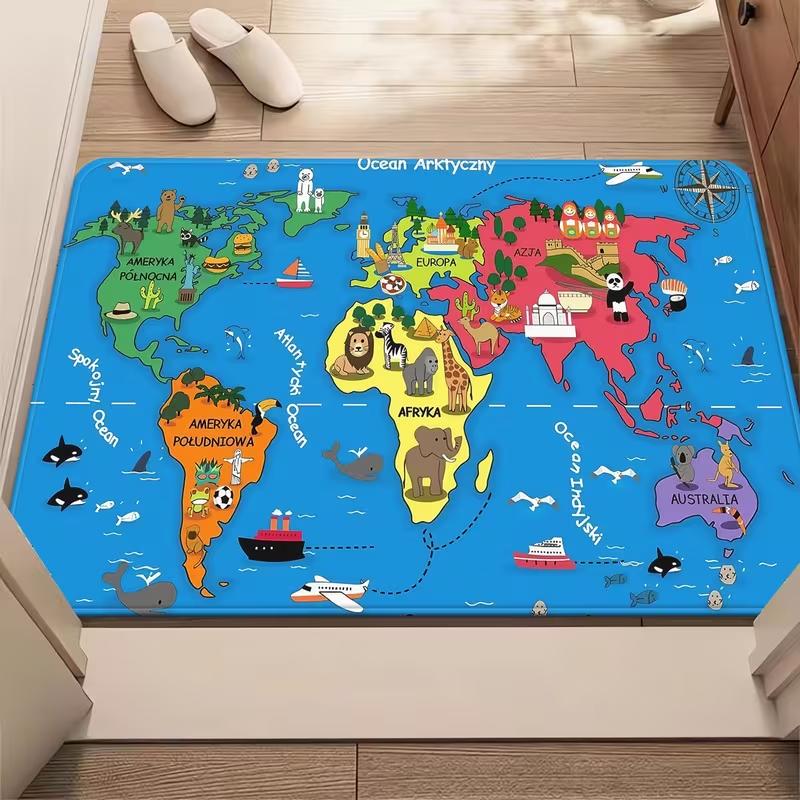 

Luxury World Map Door Mat Gold Geographic Pattern Entrance Rug Soft Non-Slip Modern Minimalism Welcome Carpet for Home Decor 40x60cm