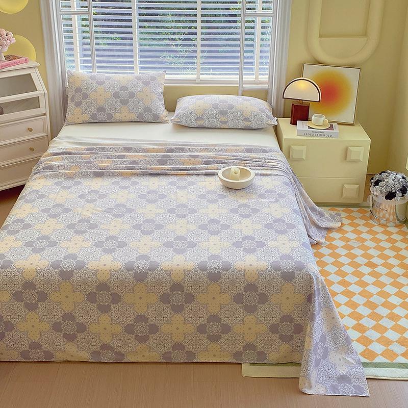 All-Season Pure Cotton Waffle Duvet Cover and Sheet Set - Single/Double Bed, Simple Design, Three-Piece Set. Pillowcase 48x74cm single