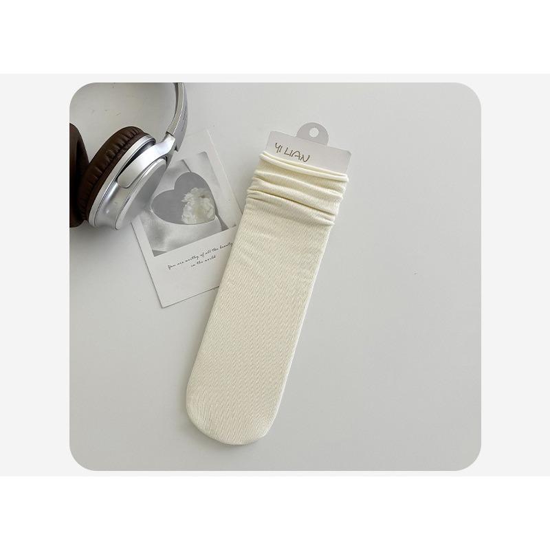 Pure Cotton Women's Summer Thin Pile Socks Solid Color Mid-calf Socks Oxygen Cotton Postpartum Socks Women's Long Socks