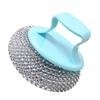 Stainless Steel Sponges with Handle Kitchen Pot Pan Dishes Cleaning Brush Wire Ball Scrubber Silver