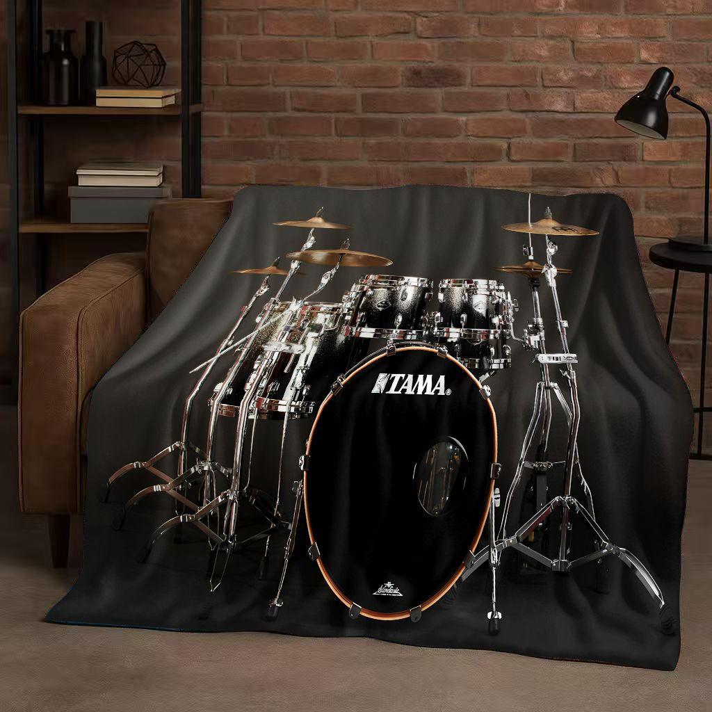 Set Batteria Classico Strumenti Musicali Rock Coperta in Flanella, Coperta Plaid Ultra Morbida per Casa Camera da Letto Letto Divano Copertura Regalo per Bambini