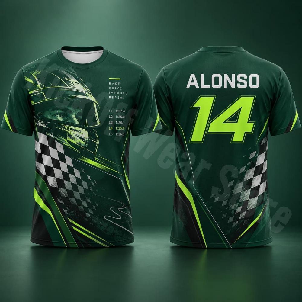 Alonso 14 Men's T Shirt Summer Racing Style Graphic Tee Speed Streetwear Casual Wear Unisex Men Women Motorsport Fan Clothing