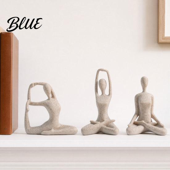 Contemporary Interior Accents 3Pcs Abstract Yoga Figure Sculpture Set Hollow Dancer with Glossy