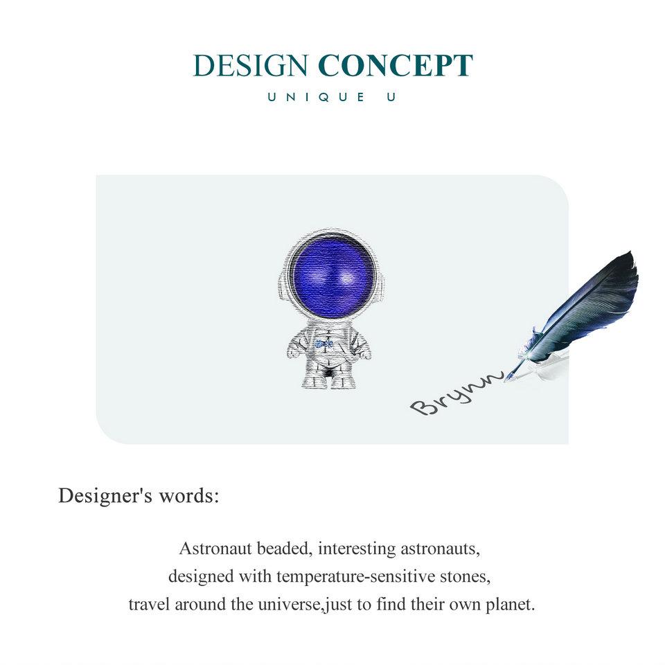 BAMOER 925 Sterling Silver Mood Stone Astronaut Charms Cute Chihuahua Dog Beads for Women Bracelet and Bangle DIY