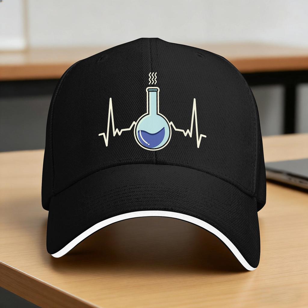 I Love Chemistry Laboratory Heartbeat Test Tube Chemist Baseball Cap Design Print Hip Hop Hats Summer Fishing Baseball Caps