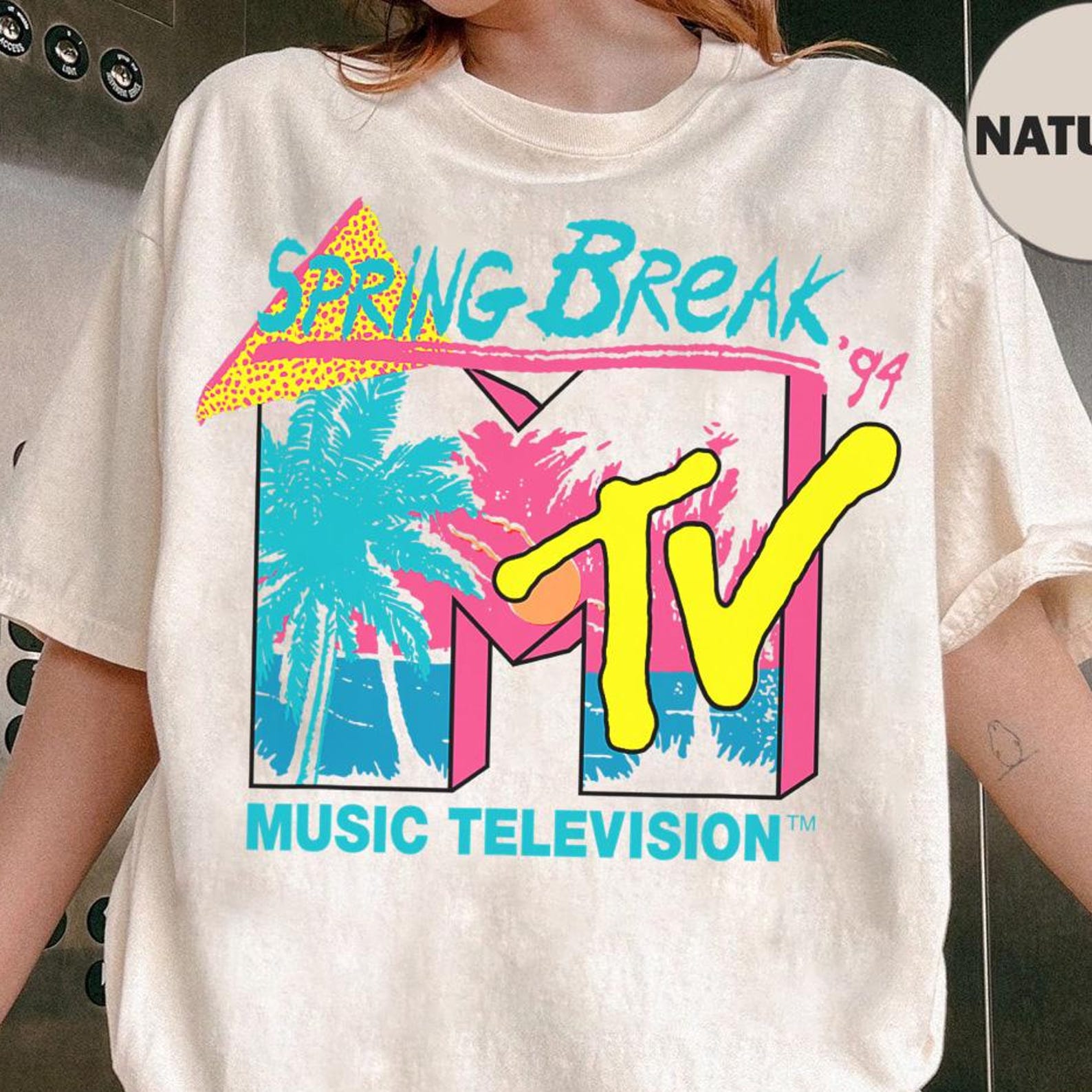 MTV Music Television Spring Break 94 T-Shirt, Vintage Music Television Tee, MTV Logo T-shirt, Retro 80s & 90s MTV Wash Family Tee,Disney Tee XL