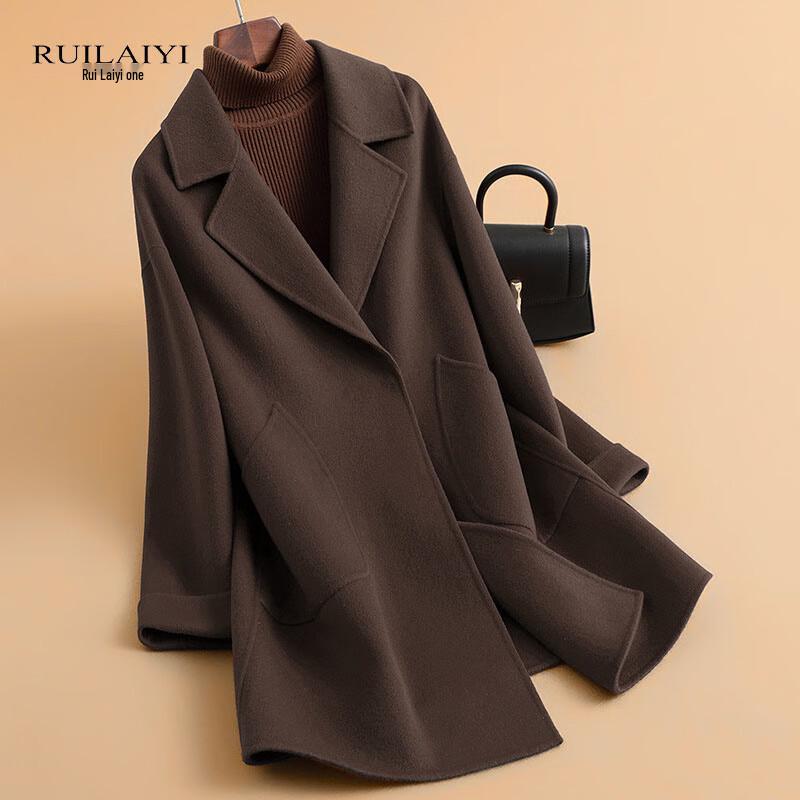 

RUILAIYI Women s Mid-Length Double-Faced Wool Coat XL